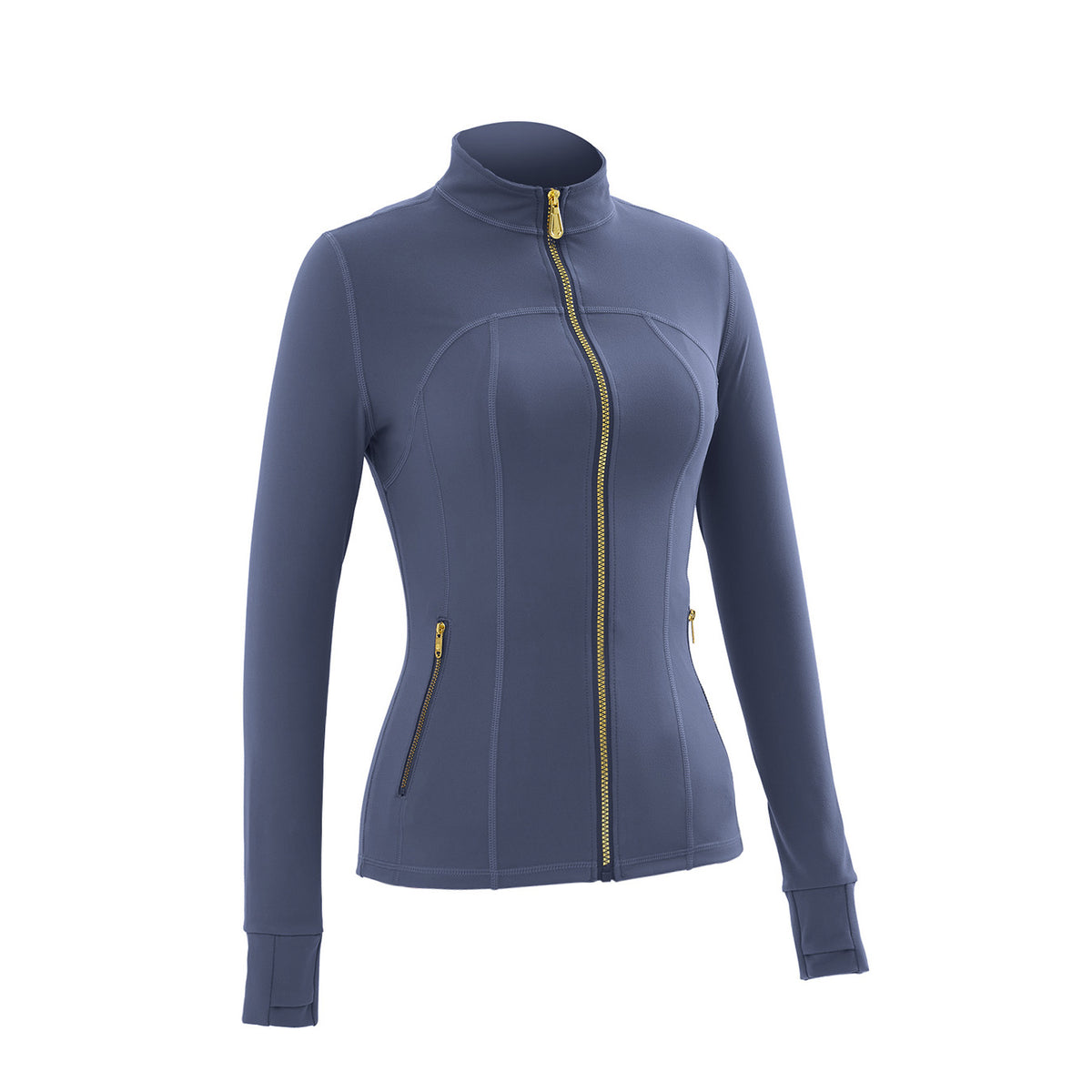Stand‑Collar Gold Zip Sports Jacket