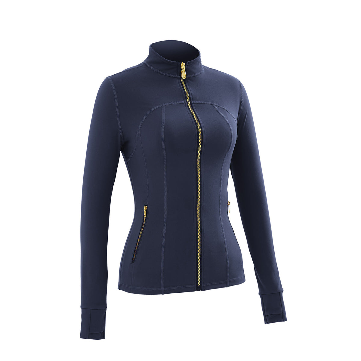 Stand‑Collar Gold Zip Sports Jacket