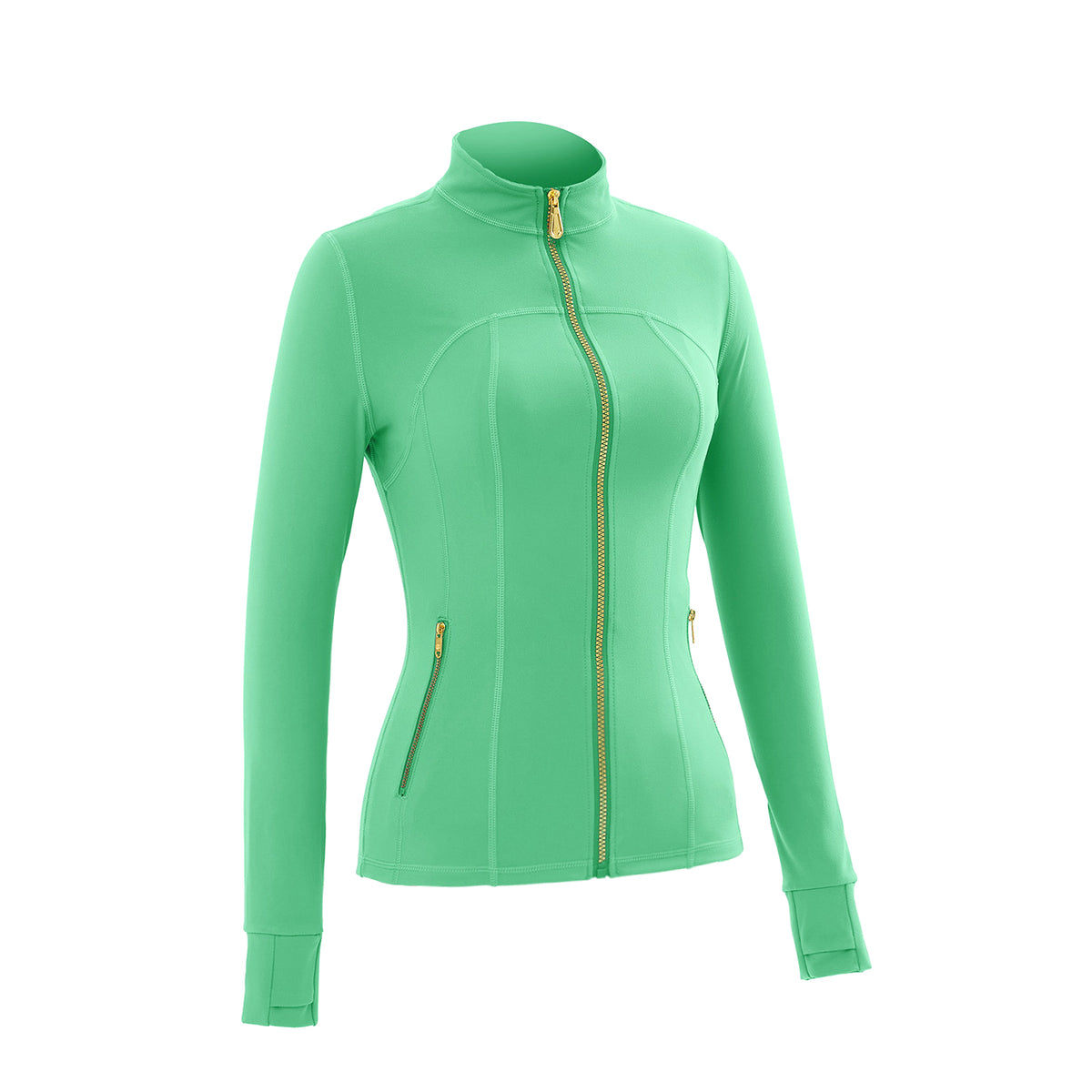 Stand‑Collar Gold Zip Sports Jacket