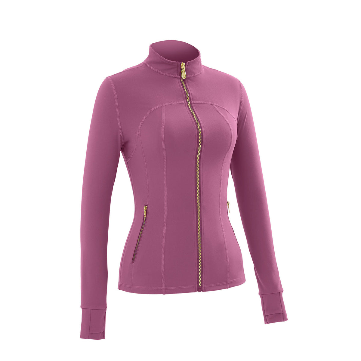 Stand‑Collar Gold Zip Sports Jacket