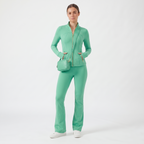 Gold‑Zipper Jacket & Flare Leggings Set