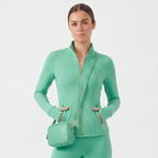 Stand‑Collar Gold Zip Sports Jacket