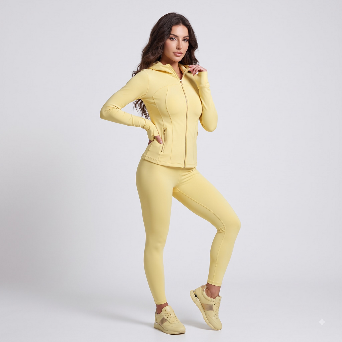 Waffle‑Texture Hooded Yoga Set