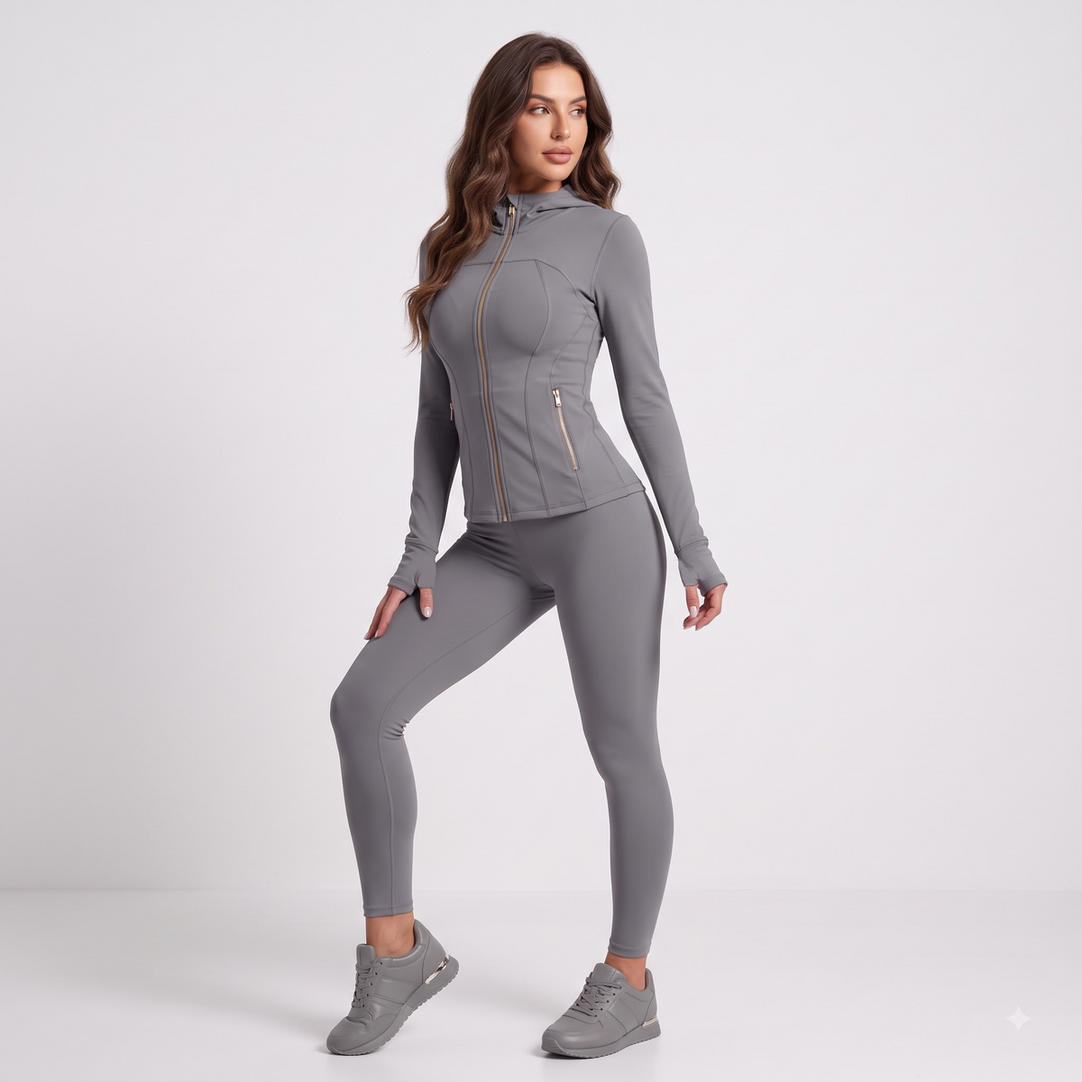 Waffle‑Texture Hooded Yoga Set