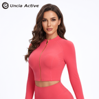Half Zip Cropped Yoga Top for Women, Long Sleeve Slim Fit Athletic Gym Shirt with Thumb Holes