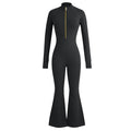 Uncia Active Half Zip Long Sleeve Flare Yoga Jumpsuit | Slim Fit Activewear Onesie for Women