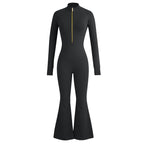 Uncia Active Half Zip Long Sleeve Flare Yoga Jumpsuit | Slim Fit Activewear Onesie for Women