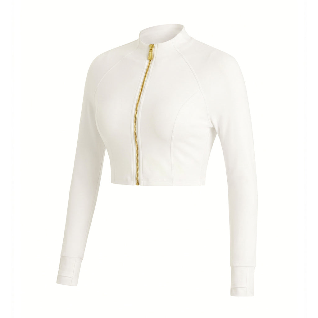 Half Zip Cropped Yoga Top for Women, Long Sleeve Slim Fit Athletic Gym Shirt with Thumb Holes