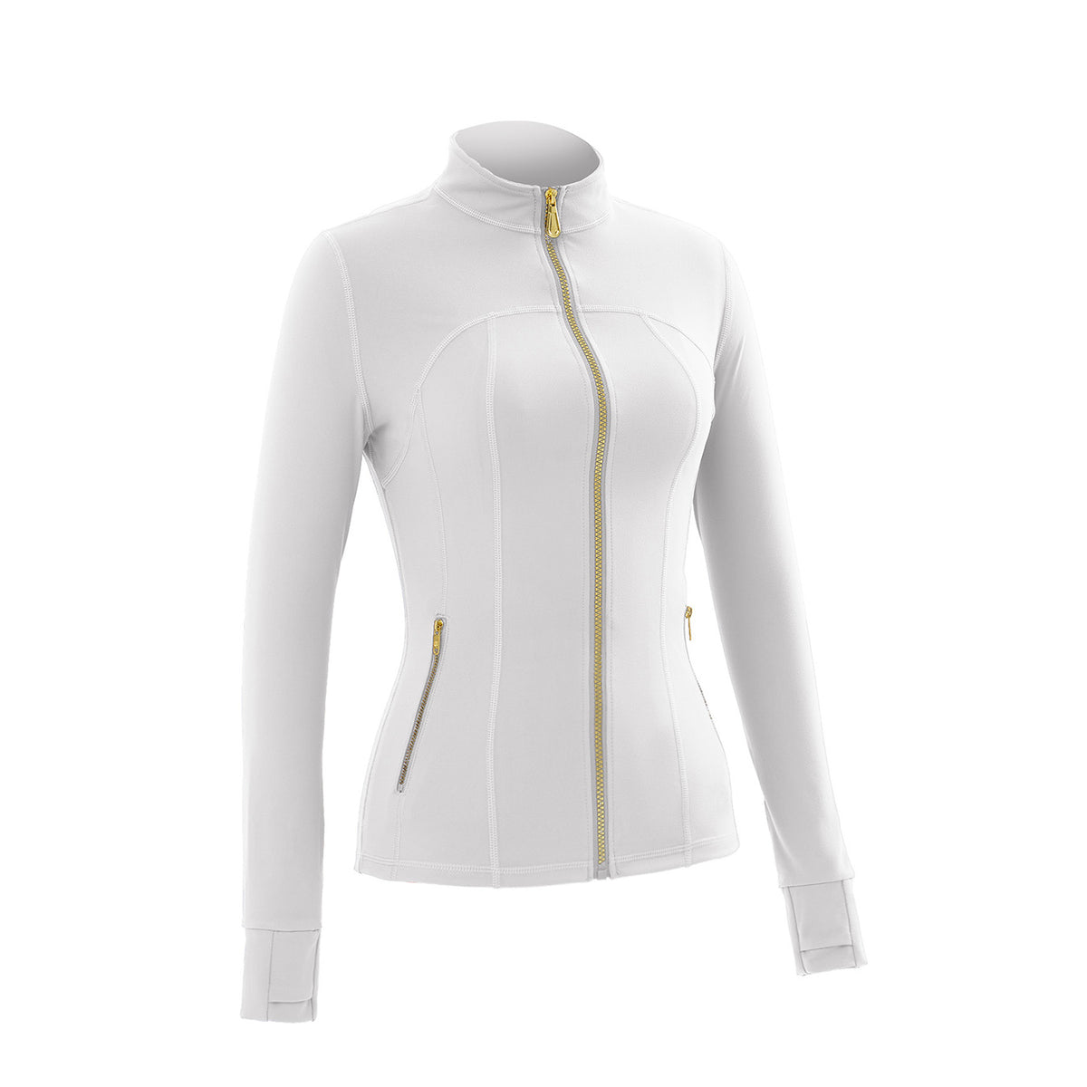 Stand‑Collar Gold Zip Sports Jacket