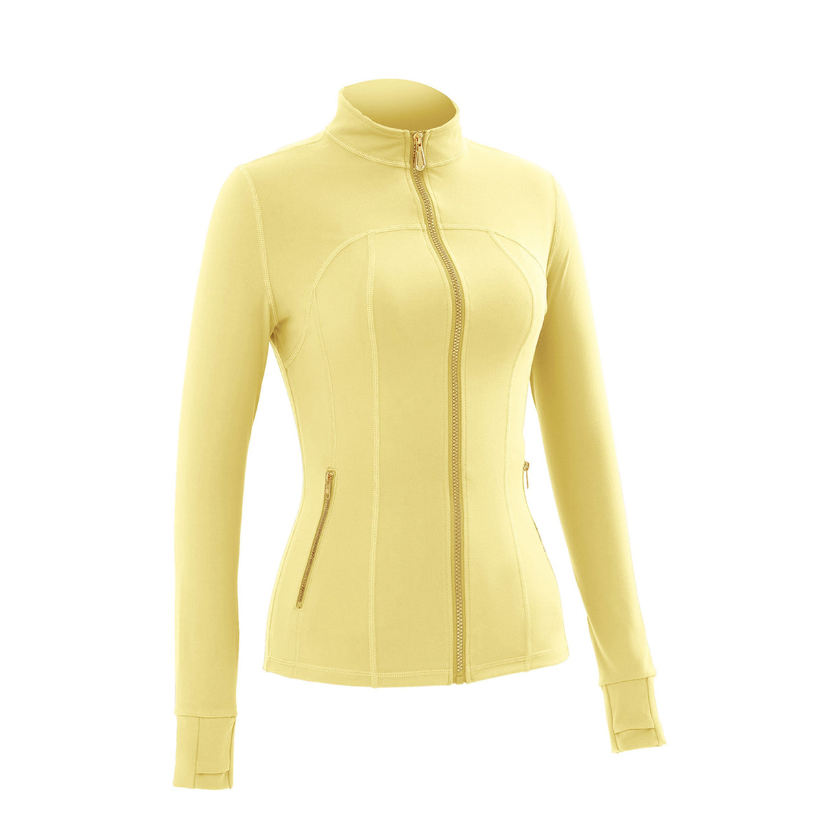 Stand‑Collar Gold Zip Sports Jacket