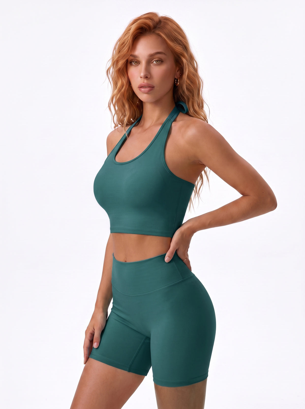 Halter Sports Bra & Biker Shorts Set