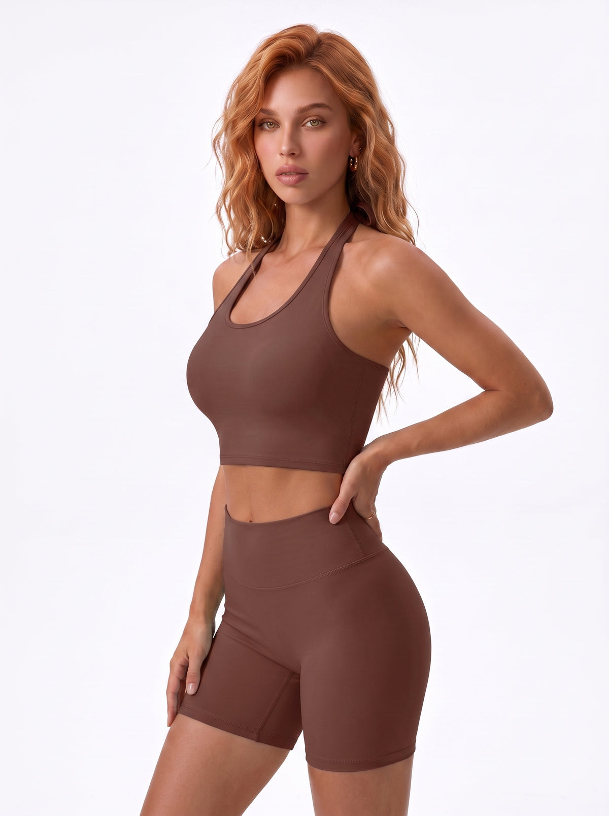 Halter Sports Bra & Biker Shorts Set