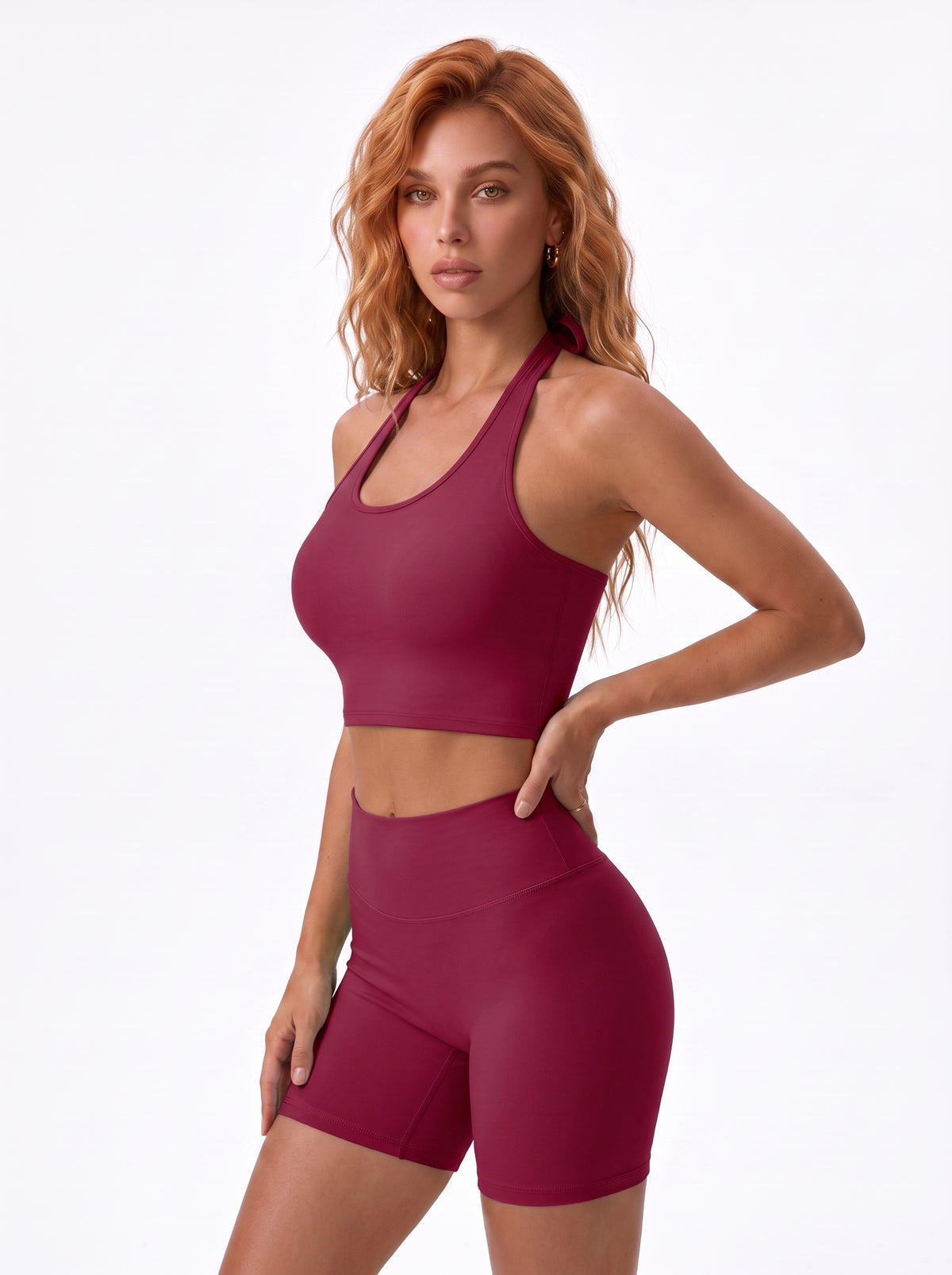 Halter Sports Bra & Biker Shorts Set