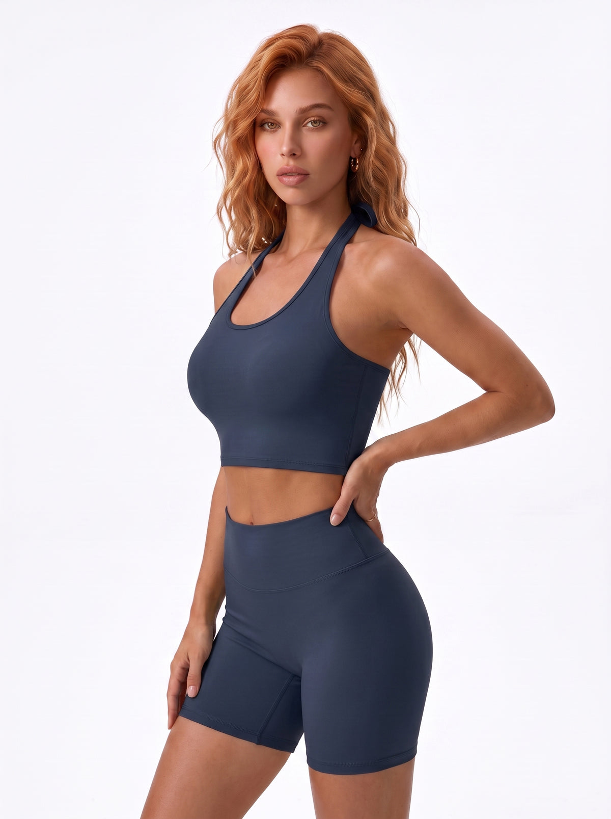Halter Sports Bra & Biker Shorts Set