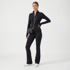 Gold‑Zipper Jacket & Flare Leggings Set