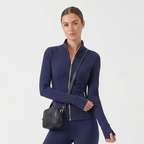 Stand‑Collar Gold Zip Sports Jacket