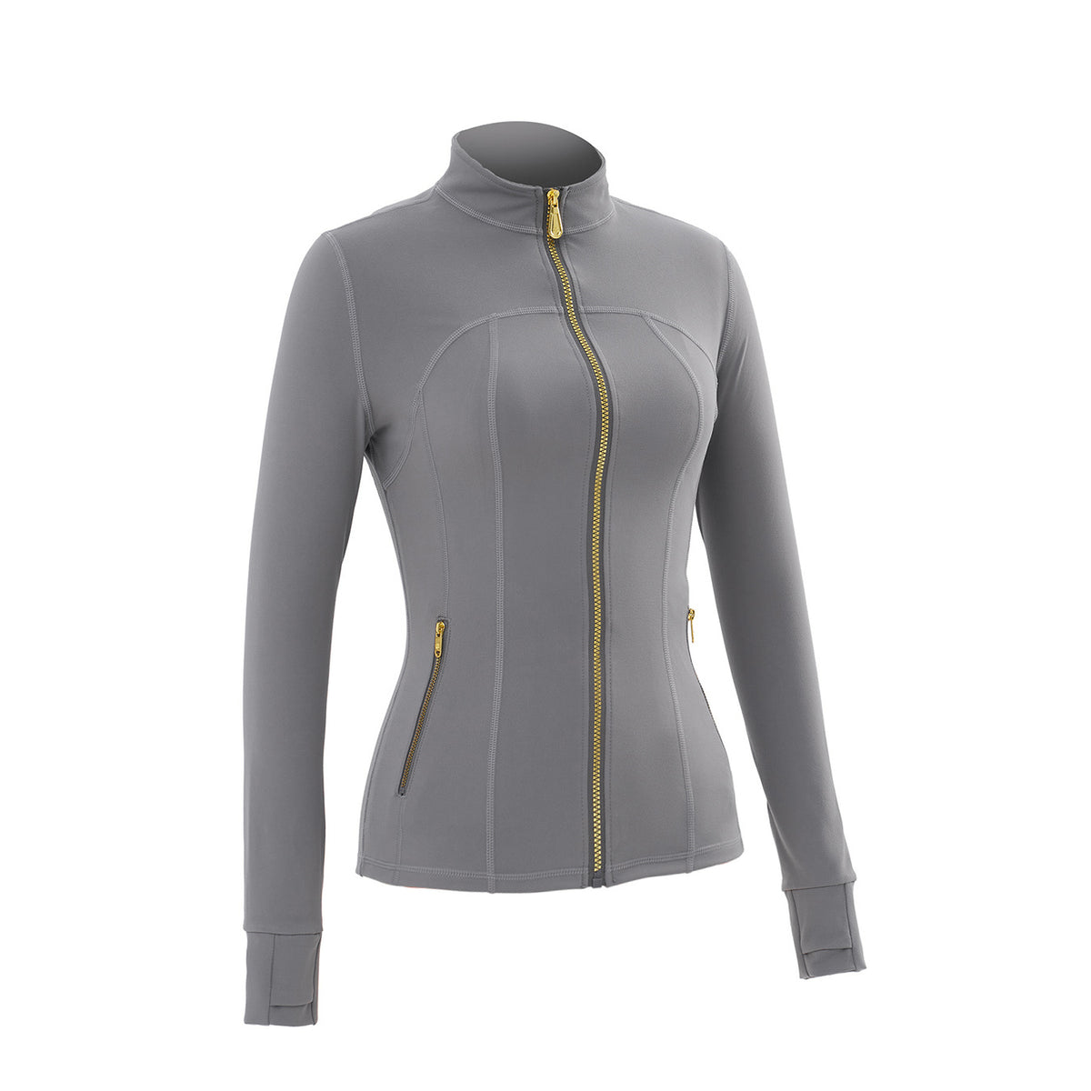 Stand‑Collar Gold Zip Sports Jacket