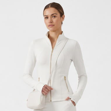 Stand‑Collar Gold Zip Sports Jacket