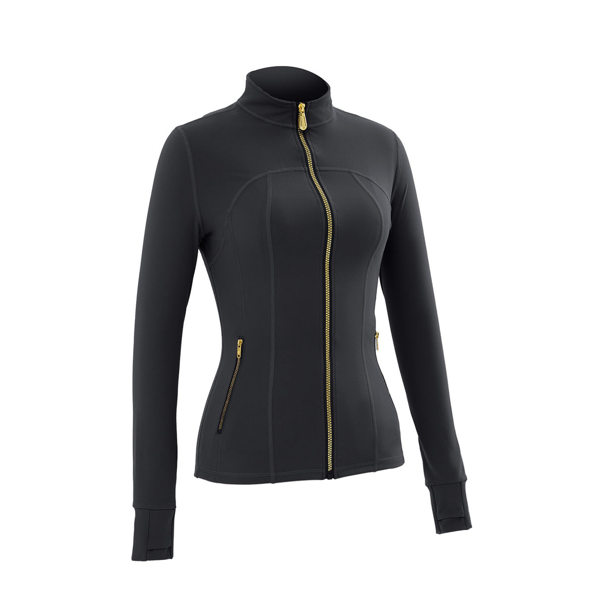 Stand‑Collar Gold Zip Sports Jacket