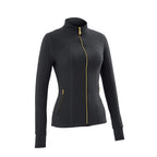 Uncia Active Women’s 2 Piece Activewear Set | Gold Zip Stand Collar Jacket & High Waist  Leggings