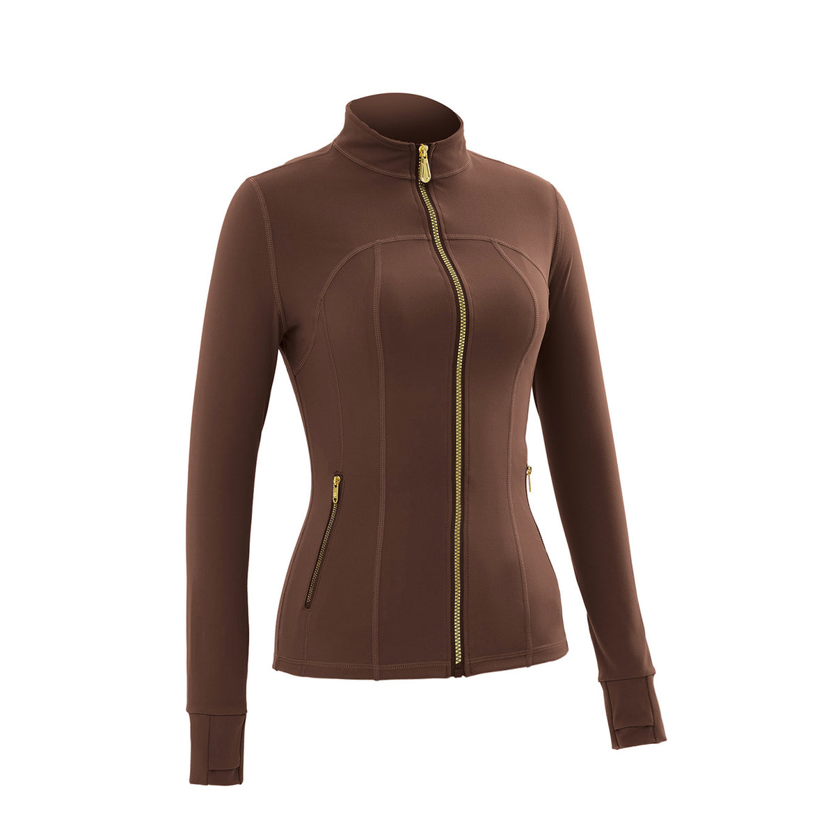 Stand‑Collar Gold Zip Sports Jacket