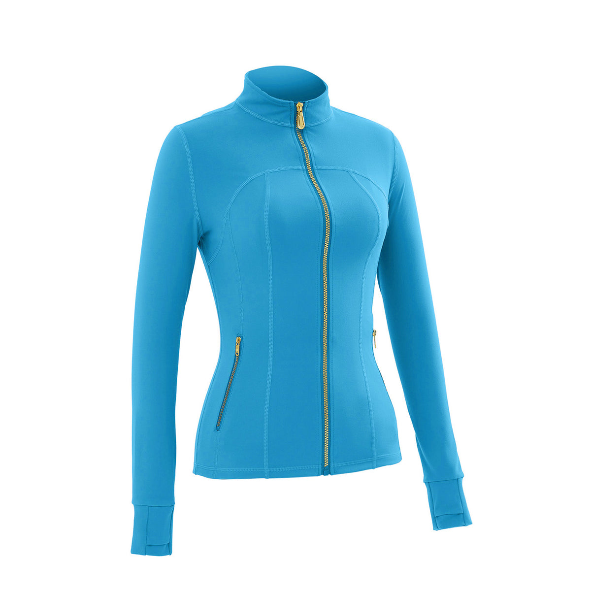 Stand‑Collar Gold Zip Sports Jacket