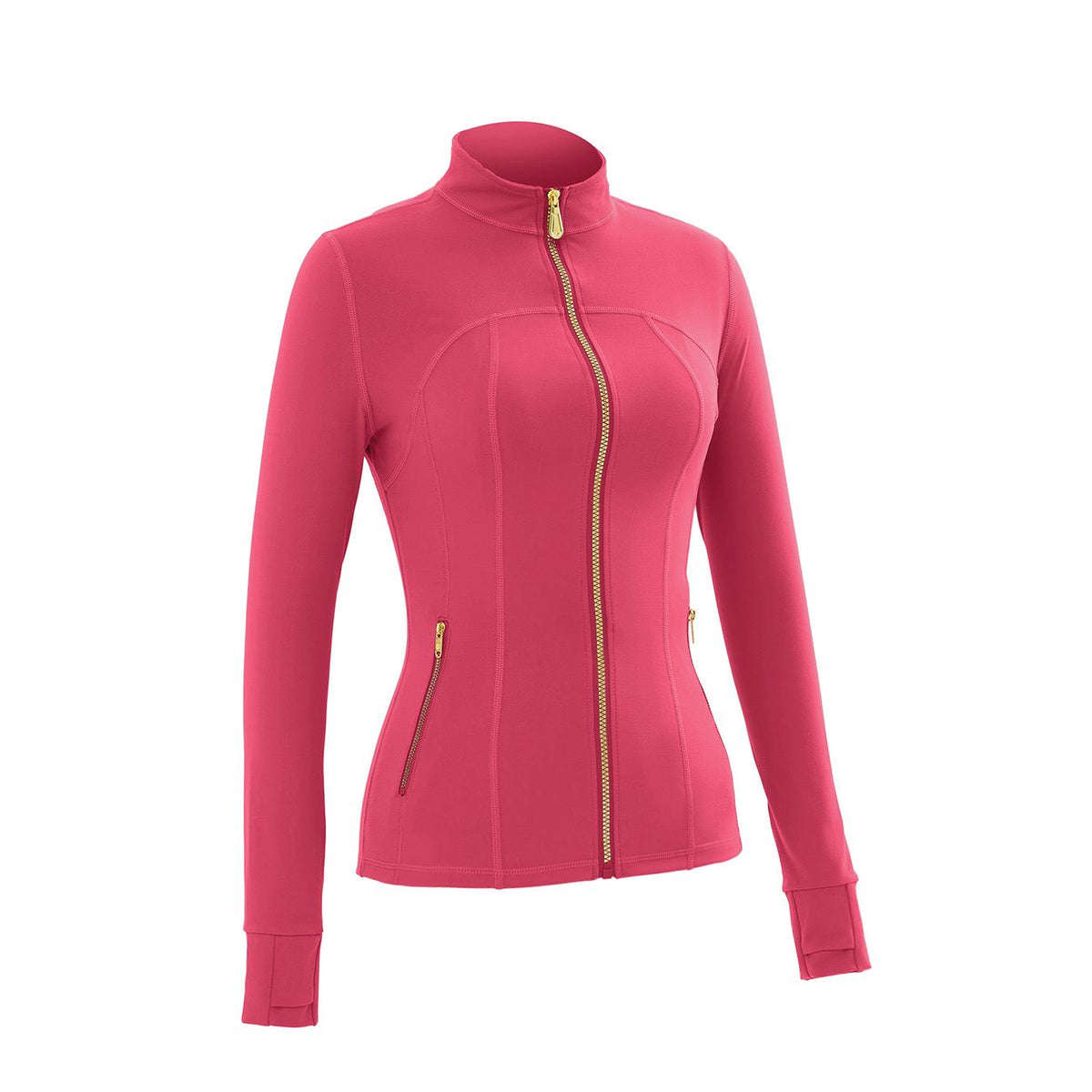 Stand‑Collar Gold Zip Sports Jacket