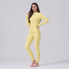 Uncia Active Women’s 2 Piece Activewear Set | Gold Zip Stand Collar Jacket & High Waist  Leggings