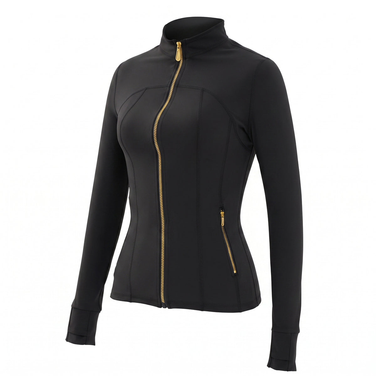 Gold‑Zipper Jacket & Flare Leggings Set