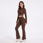 Uncia Active Women’s 2‑Piece Activewear Set | Zip‑Up Cropped Jacket & Flare Leggings