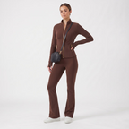 Gold‑Zipper Jacket & Flare Leggings Set