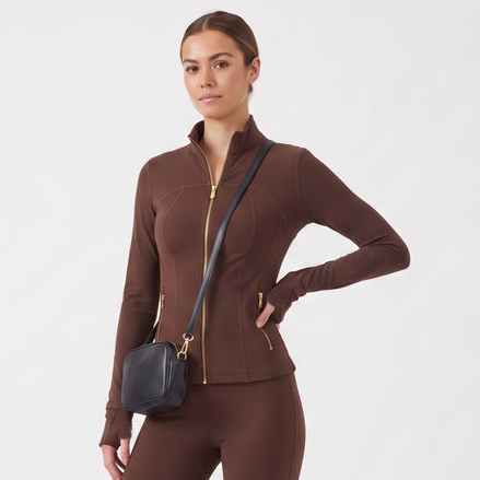 Stand‑Collar Gold Zip Sports Jacket