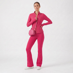 Gold‑Zipper Jacket & Flare Leggings Set