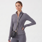 Stand‑Collar Gold Zip Sports Jacket