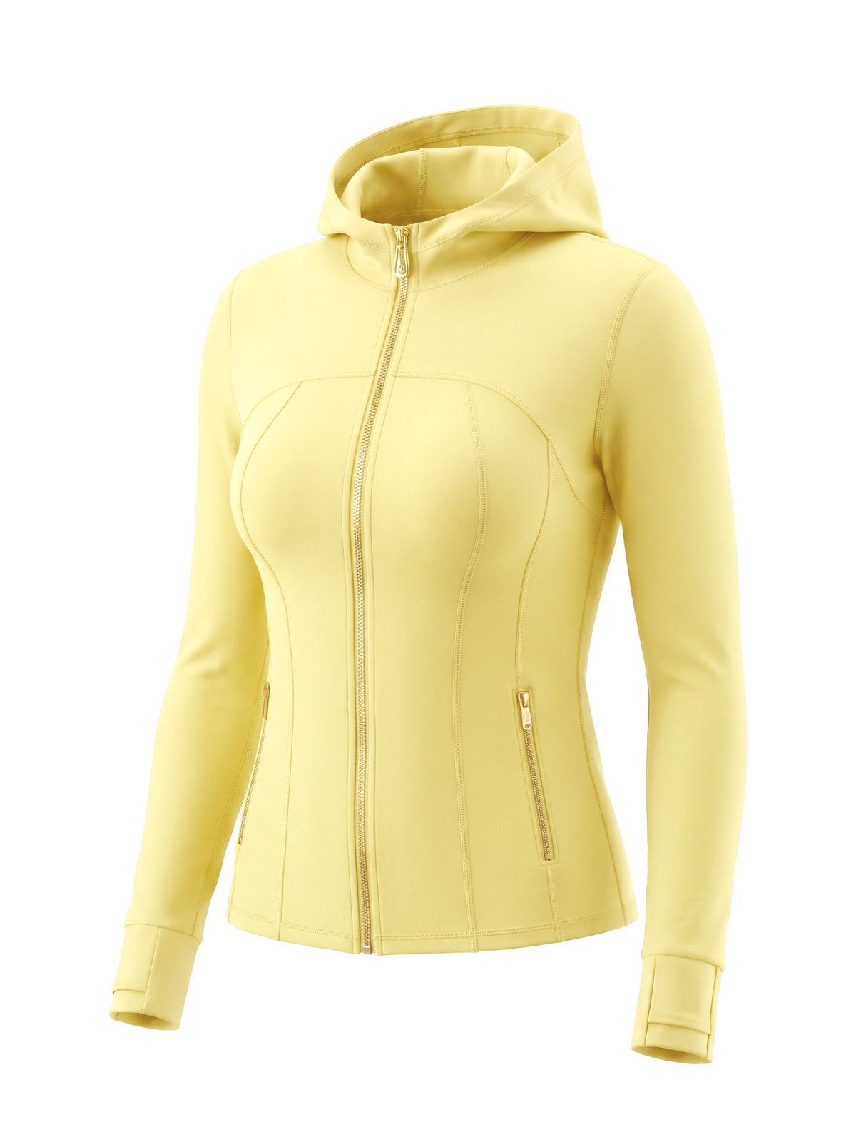 Gold‑Zipper Hood Jacket & Flare Leggings Set