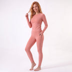Uncia Active Long Sleeve Thumb Hole 2-Piece Yoga Set | High Waist Pocket Leggings Activewear
