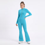 Uncia Active Half Zip Long Sleeve Flare Yoga Jumpsuit | Slim Fit Activewear Onesie for Women