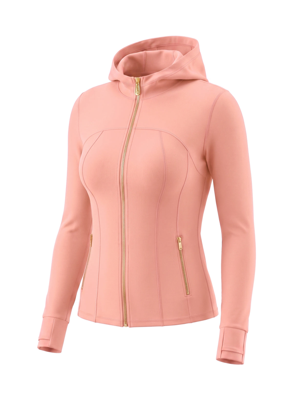 Gold‑Zipper Hood Jacket & Flare Leggings Set