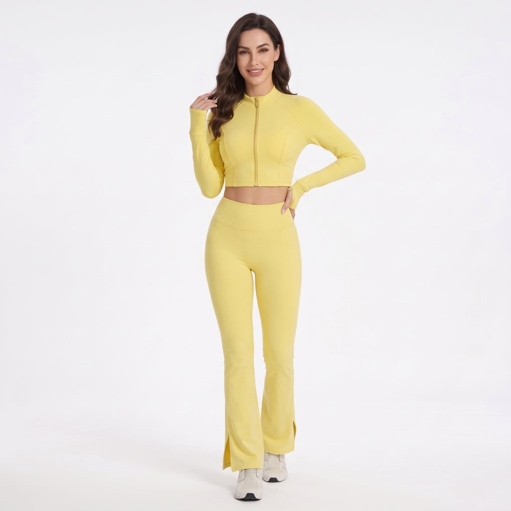 Uncia Active Women’s 2‑Piece Activewear Set | Zip‑Up Cropped Jacket & Flare Leggings