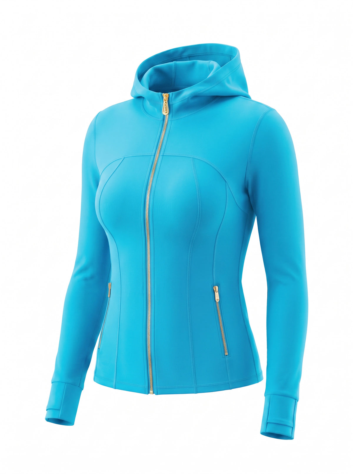 Gold‑Zipper Hood Jacket & Flare Leggings Set