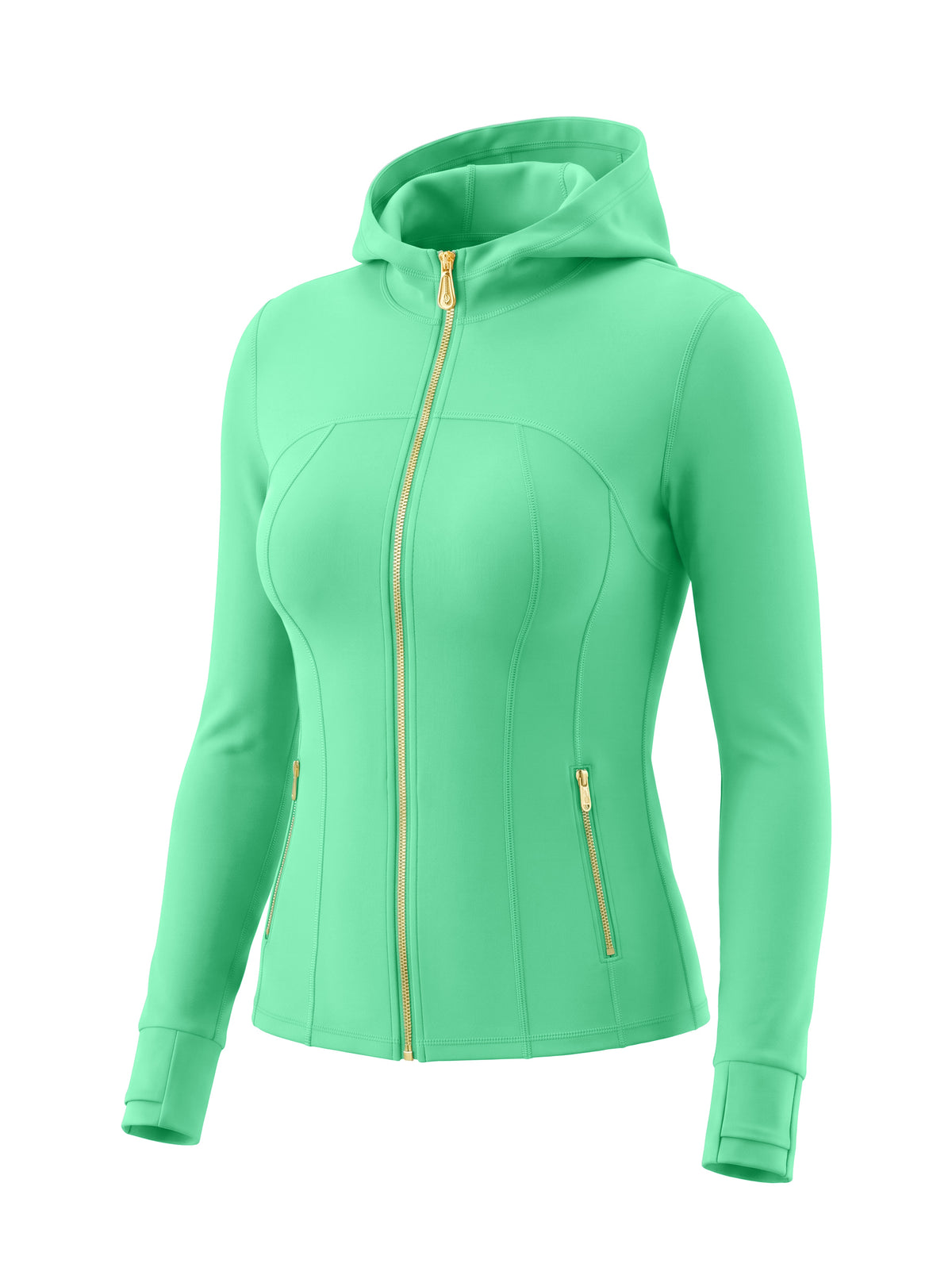 Gold‑Zipper Hood Jacket & Flare Leggings Set