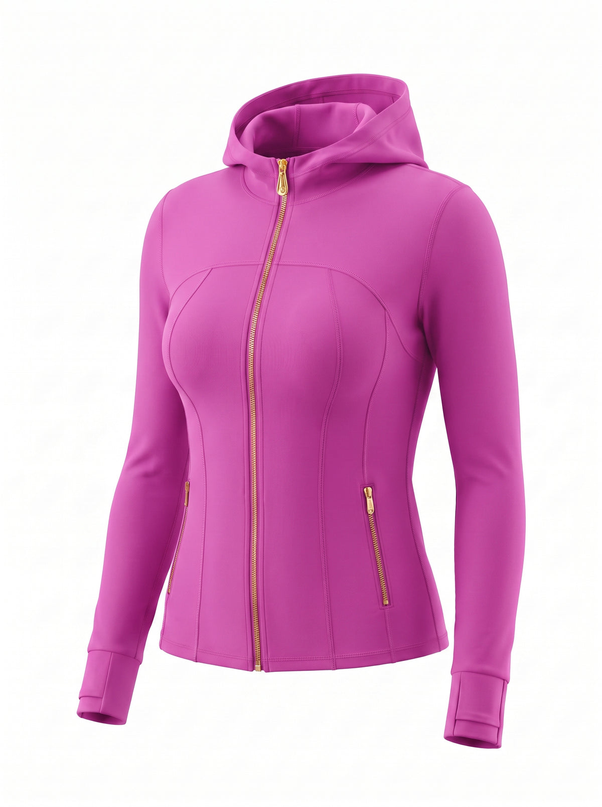 Gold‑Zipper Hood Jacket & Flare Leggings Set
