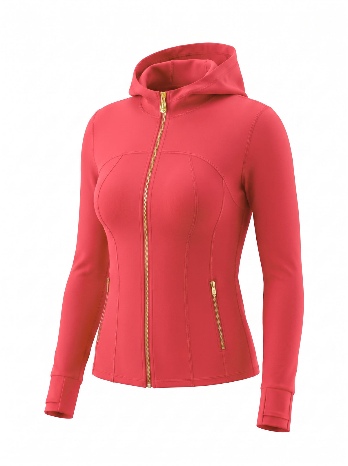Gold‑Zipper Hood Jacket & Flare Leggings Set