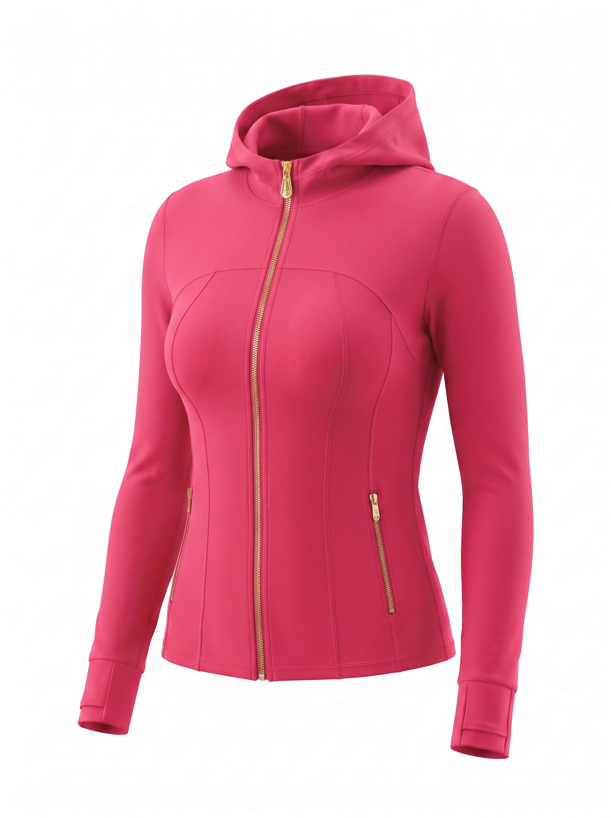 Gold‑Zipper Hood Jacket & Flare Leggings Set
