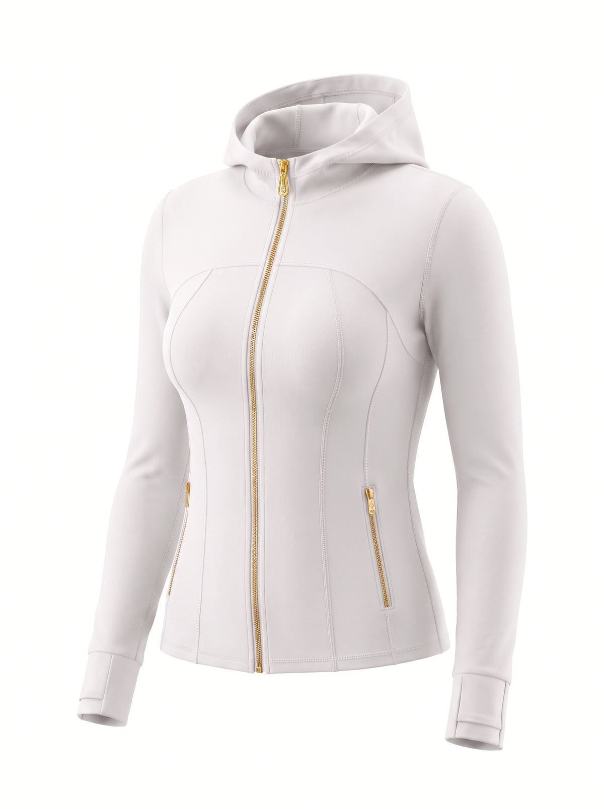 Gold‑Zipper Hood Jacket & Flare Leggings Set