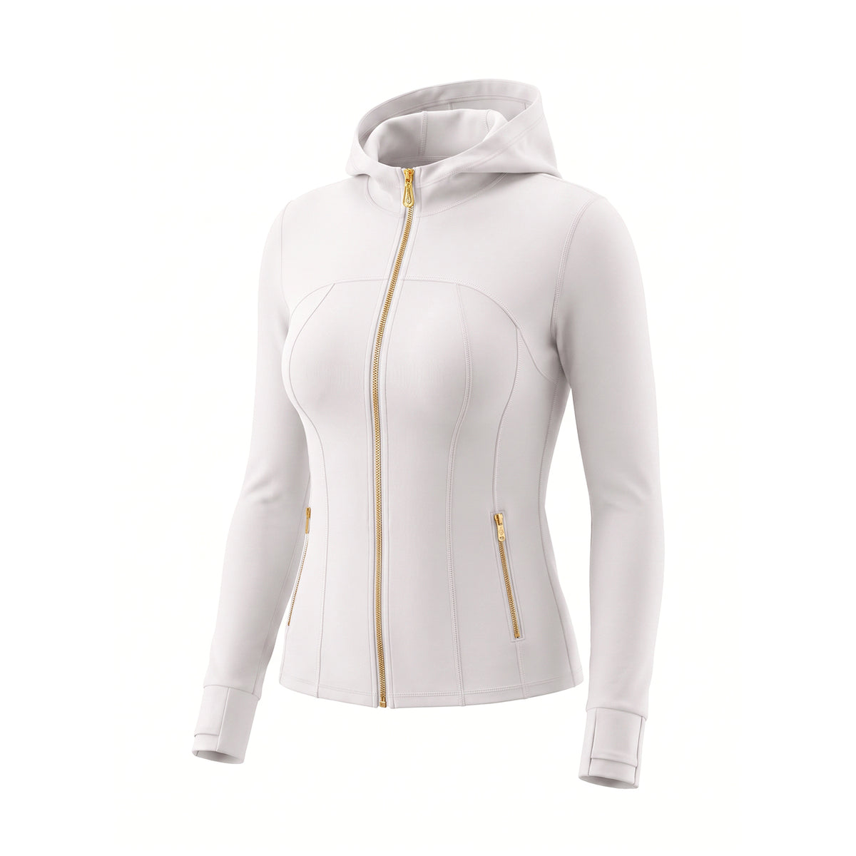 Hooded Gold‑Zip & Gold Zipper Flare Leggings Set