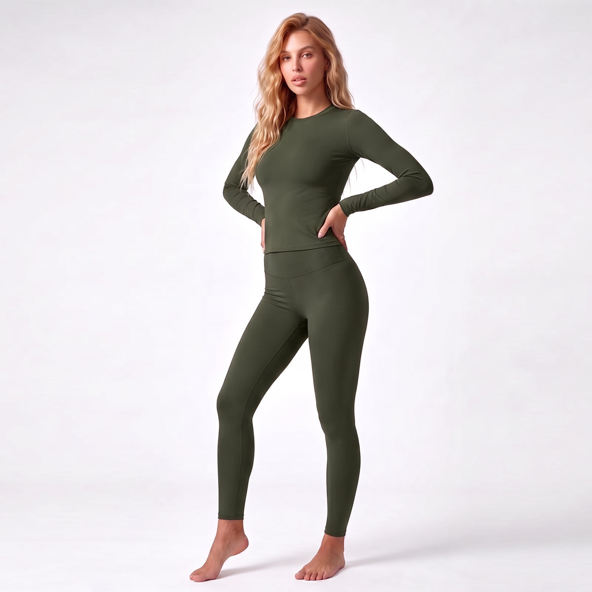 Long‑Sleeve Top & Textured Leggings Set