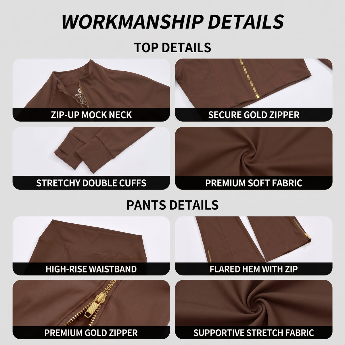 Uncia Active Women’s 2‑Piece Activewear Set | Zip‑Up Cropped Jacket & Flare Leggings