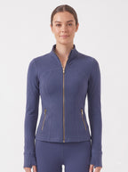 Uncia Active Stand Collar Zip Up Jacket | Gold Zipper Slim Fit