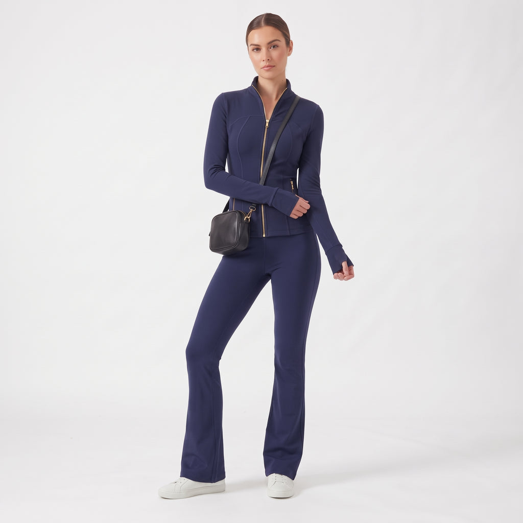 Uncia Active Women's 2 Piece Workout Set | Zip Up Jacket & Flare Yoga Leggings